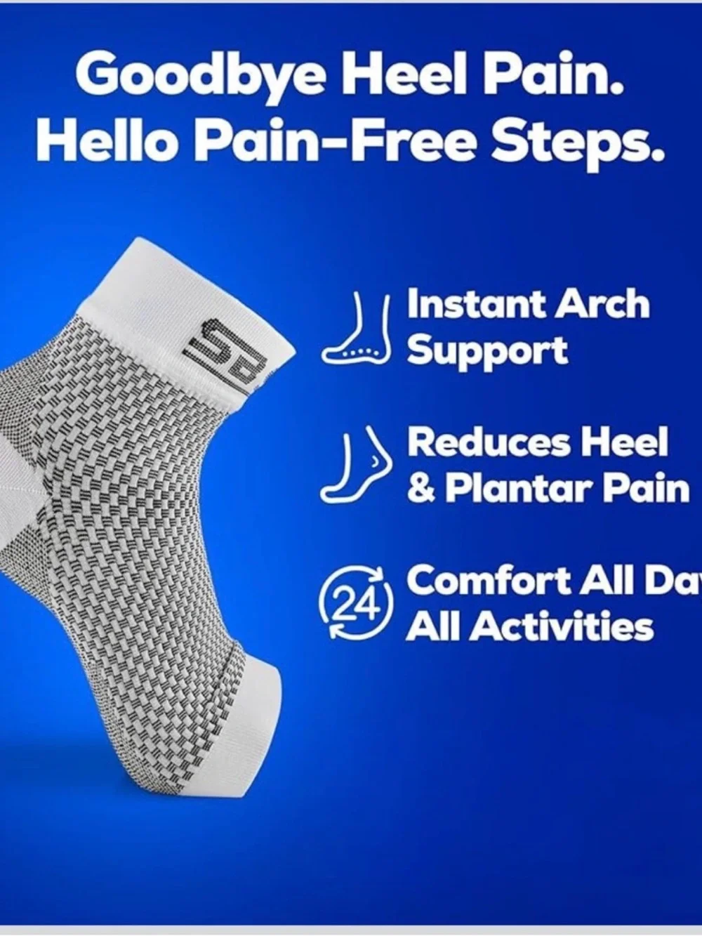 SB Sox Compression Foot Sleeves - white & Black Support Medium Size 6-10.5